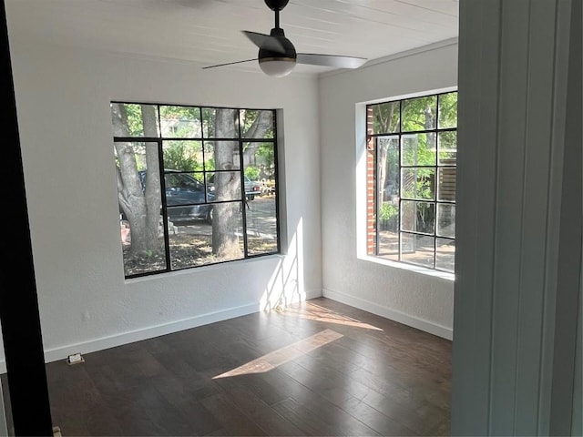 5611 Joe Sayers Ave, Austin, TX 78756 - spare room featuring a ceiling fan, baseboards, wood finished floors, and a textured wall