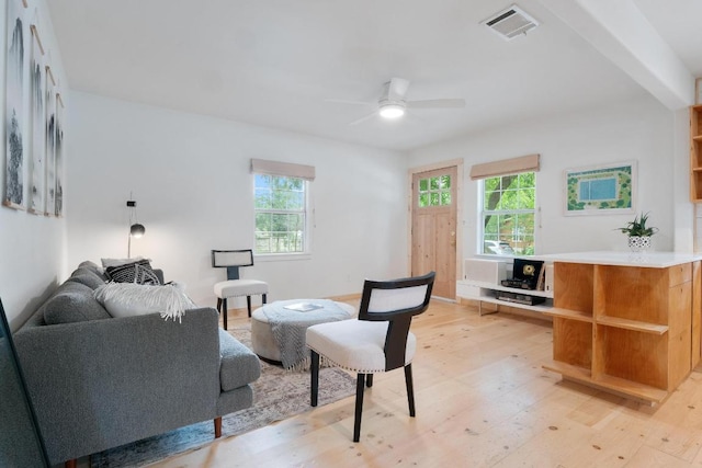 1405 Cometa St, Austin, TX 78721 - sitting room featuring ceiling fan and light wood finished floors