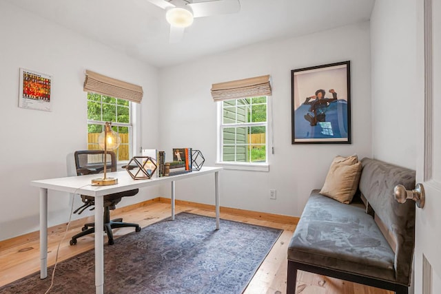 1405 Cometa St, Austin, TX 78721 - home office featuring ceiling fan and wood finished floors