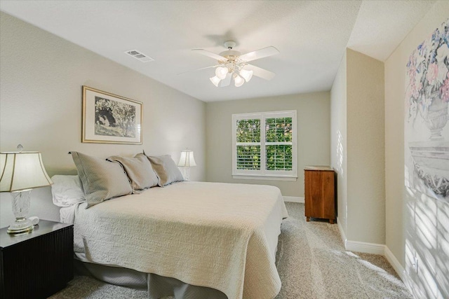 505 Newhall Cv, Austin, TX 78746 - bedroom featuring baseboards, light colored carpet, and a ceiling fan