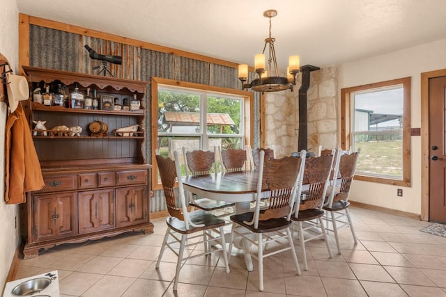 3487 Rust, Spring Branch, TX 78070 - dining area featuring a chandelier and light tile patterned floors