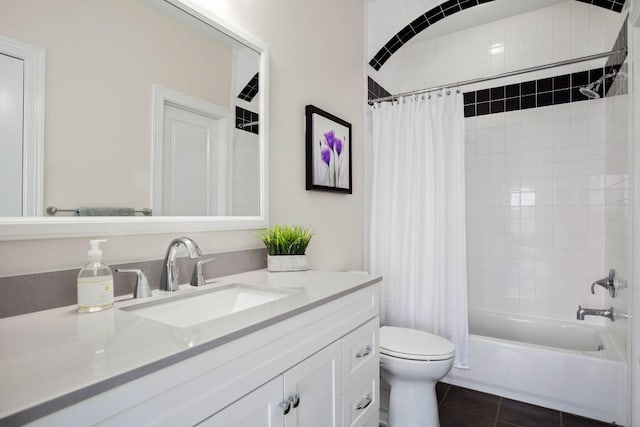 3207 Crystal Falls Pkwy, Leander, TX 78641 - full bath with vanity, tile patterned floors, shower / bath combination with curtain, and toilet