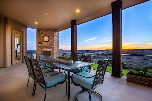 3207 Crystal Falls Pkwy, Leander, TX 78641 - patio terrace at dusk with outdoor dining space