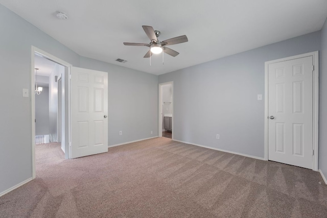 3322 Silk Oak Dr, Austin, TX 78748 - unfurnished bedroom with carpet, baseboards, a ceiling fan, and ensuite bath