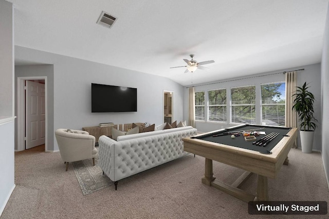 3322 Silk Oak Dr, Austin, TX 78748 - game room with a ceiling fan, light carpet, and baseboards