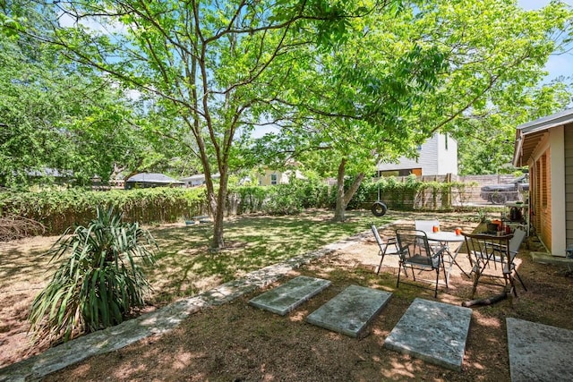 view of yard with a patio area and a fenced backyard