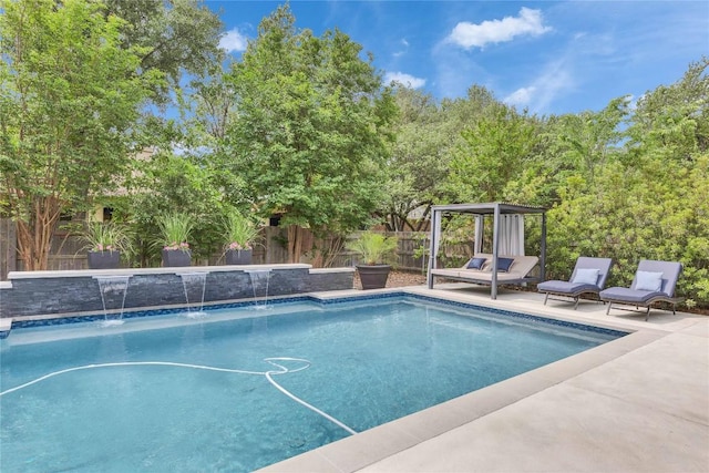 view of pool with a patio, a fenced in pool, and a fenced backyard