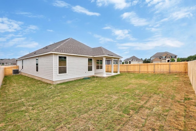 109 Coastal Way, Georgetown, TX 78628 - rear view of house with a patio area, central air condition unit, and a shingled roof