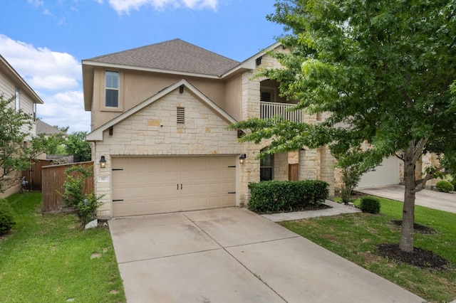 117 Rock Mill Loop, Georgetown, TX 78626 - view of front facade with stone siding, stucco siding, driveway, and roof with shingles