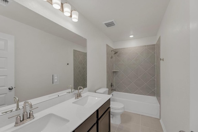 4847 Padula Dr, Round Rock, TX 78665 - bathroom with double vanity, shower / washtub combination, and tile patterned floors
