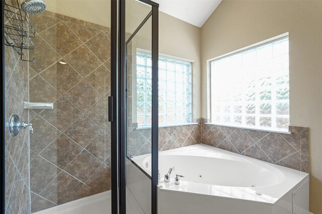2213 Settlers Park Loop, Round Rock, TX 78665 - full bathroom featuring a shower stall and a tub with jets