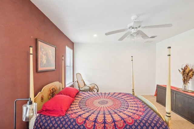 bedroom with carpet floors and ceiling fan