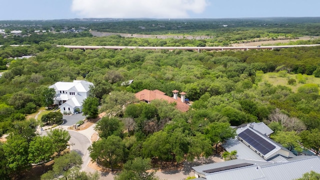 bird's eye view featuring a forest view