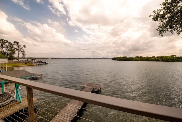 view of water feature with a boat dock