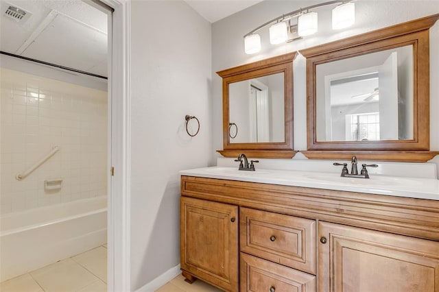 bathroom with visible vents, tile patterned flooring, and a sink