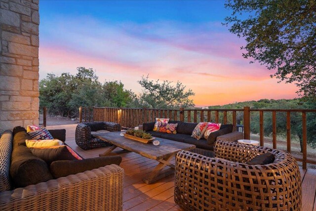 19801 Adrian Way, Jonestown, TX 78645 - wooden deck with outdoor lounge area
