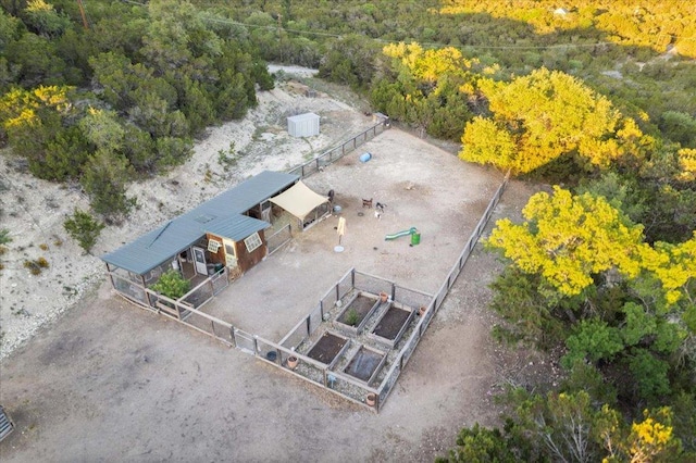 drone / aerial view with a forest view
