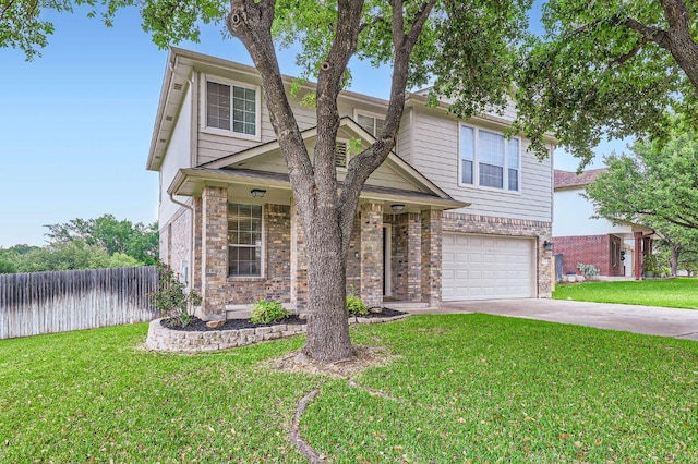 2106 Valerian Trl, Round Rock, TX 78665 - traditional-style home with concrete driveway, a garage, and brick siding