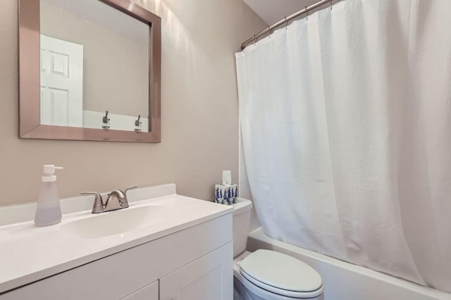 2106 Valerian Trl, Round Rock, TX 78665 - bathroom featuring toilet, vanity, and shower / bath combo