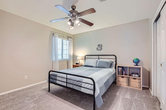2106 Valerian Trl, Round Rock, TX 78665 - carpeted bedroom with baseboards and ceiling fan