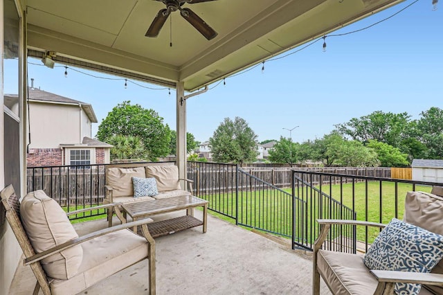 2106 Valerian Trl, Round Rock, TX 78665 - view of patio featuring ceiling fan
