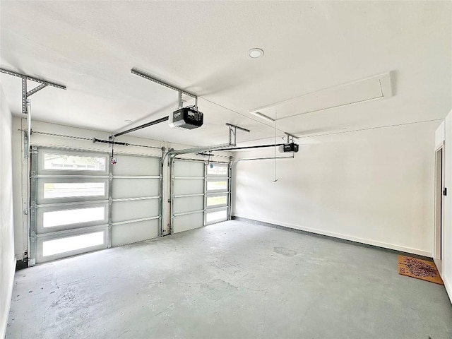 garage with a garage door opener