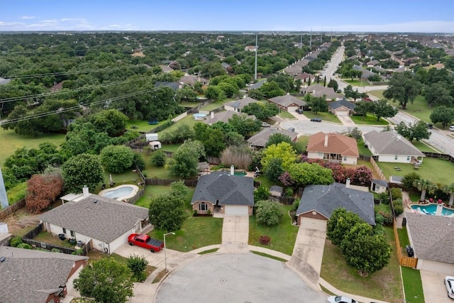 birds eye view of property with a residential view