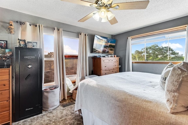 288 Ballard St, Tow, TX 78672 - bedroom with a ceiling fan, carpet flooring, and a textured ceiling