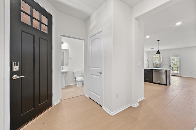 12126 Cantabria Rd, Austin, TX 78748 - foyer featuring light wood-style flooring and recessed lighting