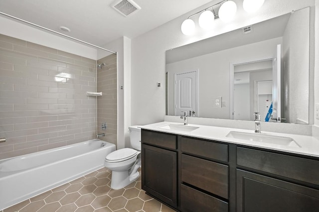 12126 Cantabria Rd, Austin, TX 78748 - bathroom with double vanity,  shower combination, and tile patterned floors