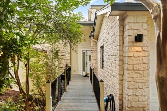 view of home's exterior featuring stone siding