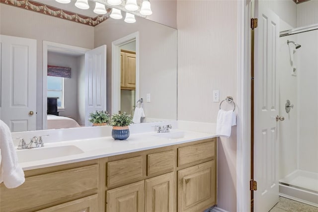 3606 Bunyan Cir, Lago Vista, TX 78645 - bathroom featuring ensuite bath, double vanity, and a shower