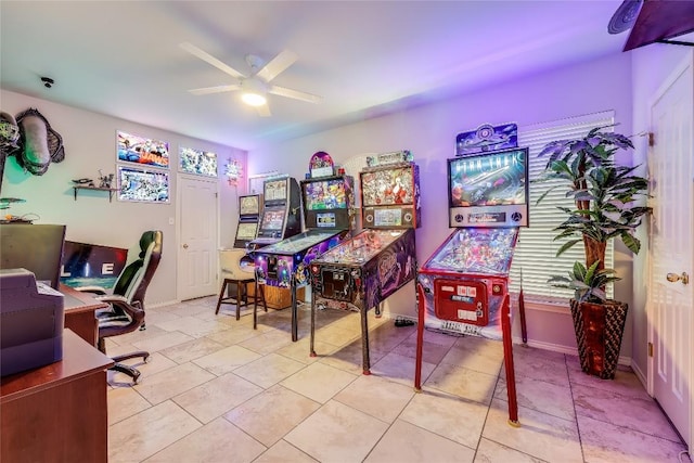 3606 Bunyan Cir, Lago Vista, TX 78645 - office area featuring a ceiling fan and light tile patterned floors