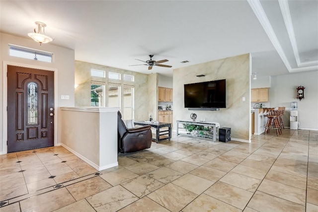 3606 Bunyan Cir, Lago Vista, TX 78645 - foyer entrance featuring ceiling fan and baseboards