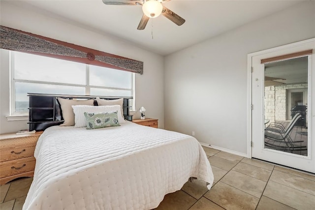 3606 Bunyan Cir, Lago Vista, TX 78645 - bedroom with light tile patterned floors and ceiling fan