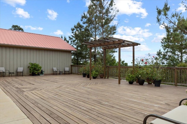 wooden deck with a pergola