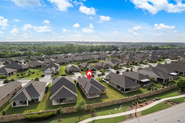 bird's eye view with a residential view