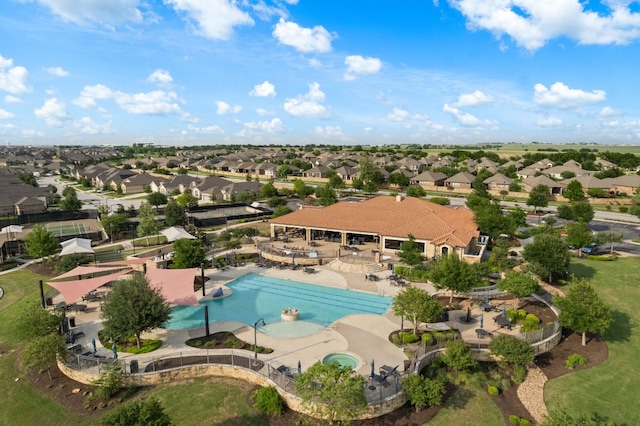 drone / aerial view with a residential view
