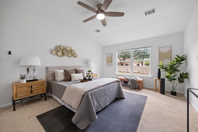1400 Chardonnay Xing, Leander, TX 78641 - bedroom with carpet, vaulted ceiling, and a ceiling fan