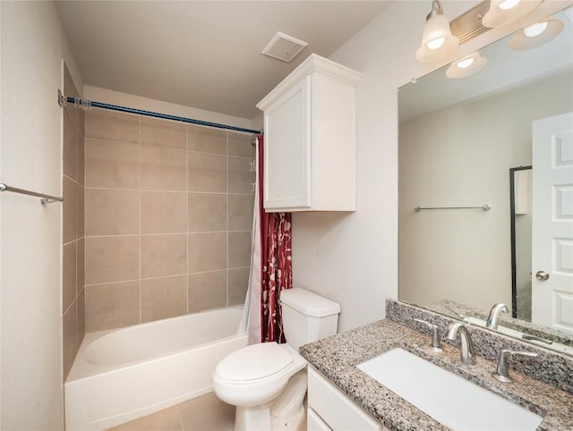 800 Savannah Cv, Elgin, TX 78621 - bathroom with vanity, shower / bathtub combination with curtain, and tile patterned flooring