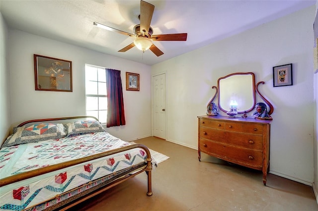bedroom featuring ceiling fan