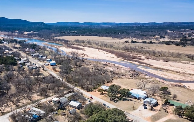drone / aerial view with a mountain view