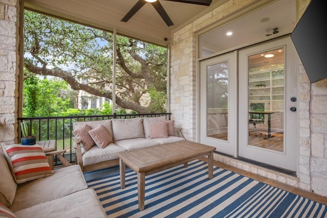 601 Scenic Path, Leander, TX 78641 - sunroom / solarium with a ceiling fan, an outdoor living space, and plenty of natural light
