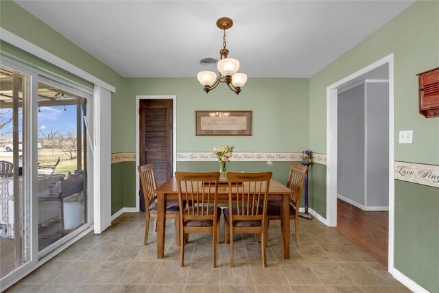 1309 E Brown St, Llano, TX 78643 - dining area featuring a chandelier and light tile patterned flooring