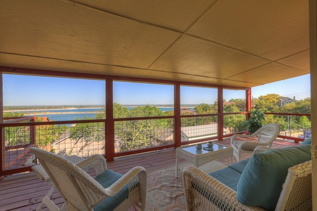 1871 Patty Dr, Canyon Lake, TX 78133 - sunroom / solarium with a water view and wood-type flooring