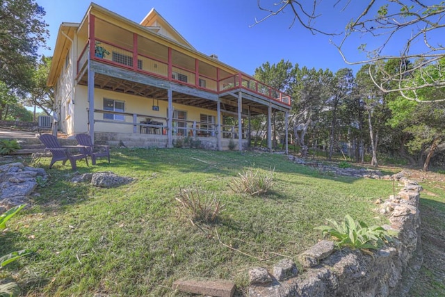 1871 Patty Dr, Canyon Lake, TX 78133 - rear view of property with a yard and a wooden deck
