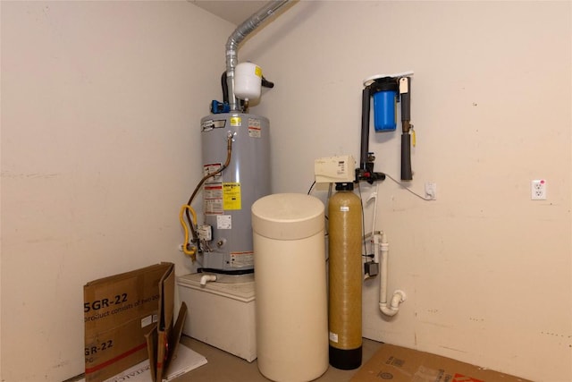 utility room with water heater