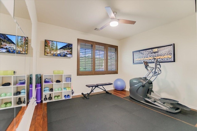 5525 City Park Rd Unit 6, Austin, TX 78730 - exercise room with wood finished floors and ceiling fan