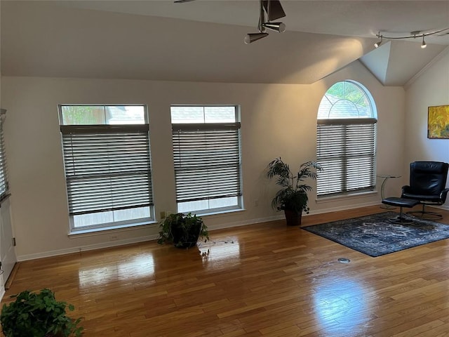 1728 Dapplegrey Ln, Austin, TX 78727 - unfurnished room featuring vaulted ceiling and hardwood / wood-style flooring
