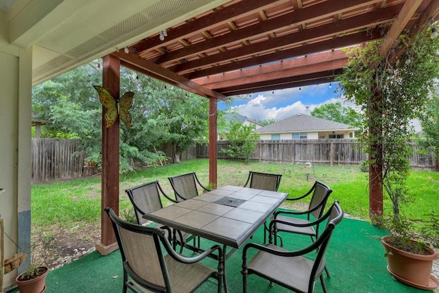 view of patio featuring outdoor dining area and a fenced backyard